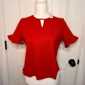 NWT New York & Company Red Ruffle Sleeve Blouse